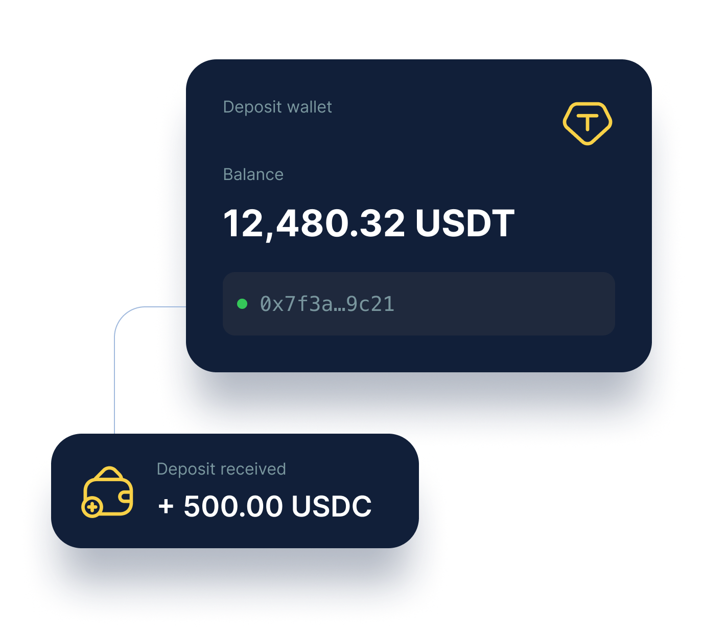 Crypto wallet balance and deposit
